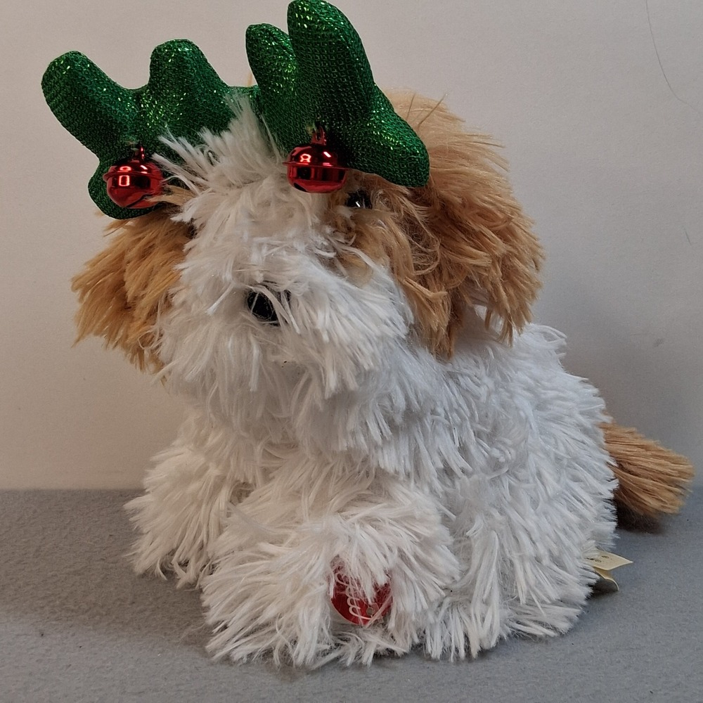Dan Dee Collector's Choice Animated Christmas Dog Dancing White Tan NO BATTERIES